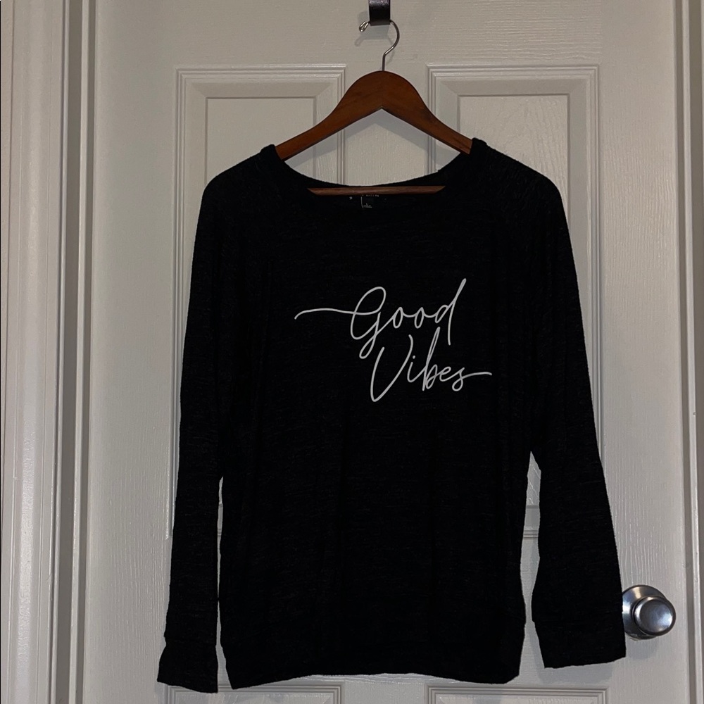 Buffalo David Bitton charcoal “Good Vibes” long-sleeve tee